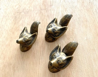 6 Pieces Of Cute Fox Cabinet Handle - Brass Fox Drawer - Fox Cabinet Drawer