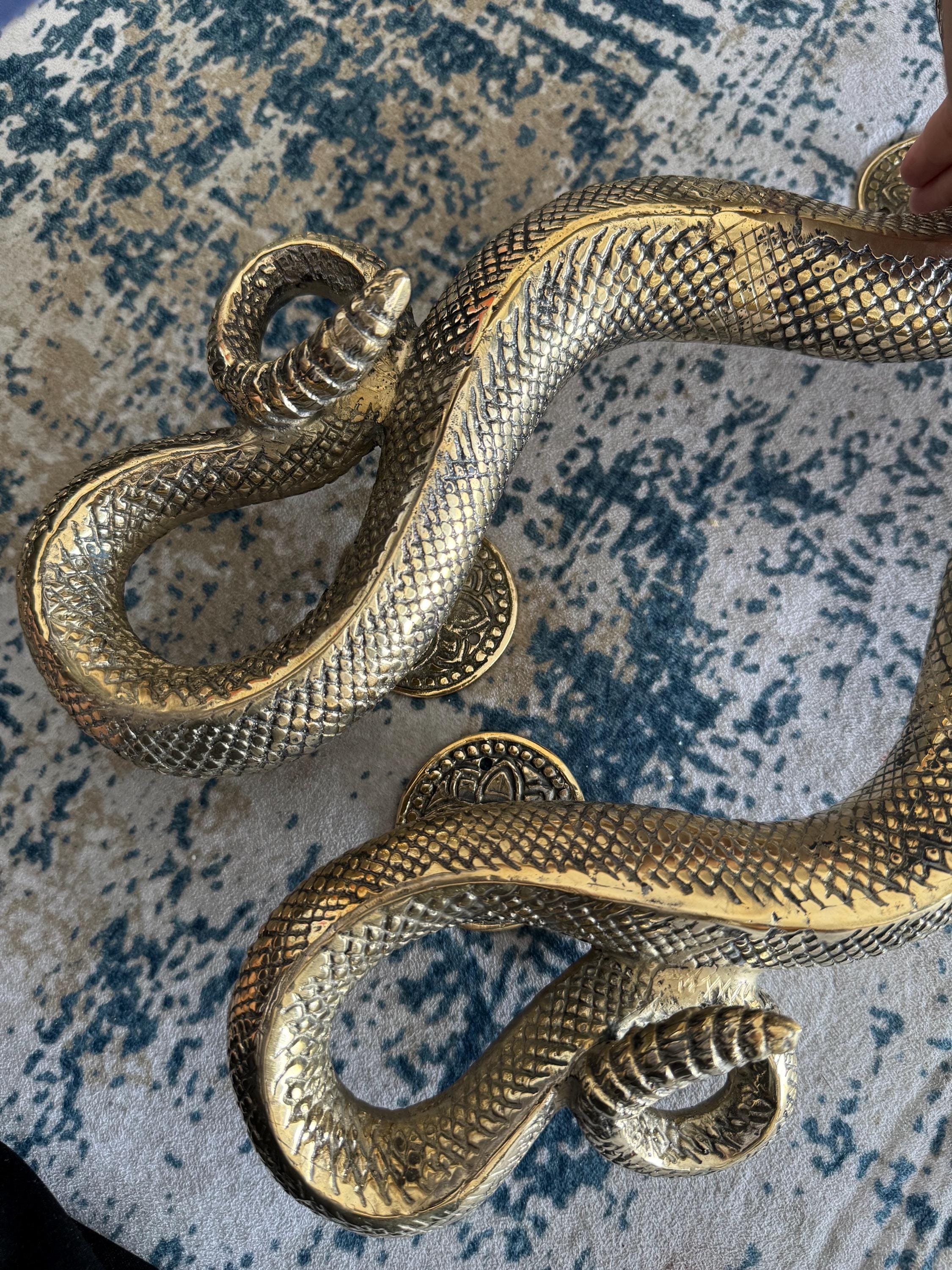 Cobra Lot de 2 poignées de porte en laiton Motif serpent