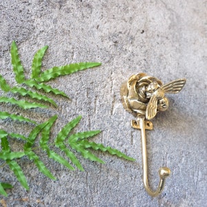 2 Pieces of Gold Bee Hook - Bee Wall Decor - Golden Bee Hive - Solid Brass Bee Hive Hook