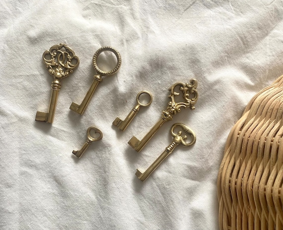 ヴィンテージ真鍮キー6個セット - 真鍮キー - 真鍮キー装飾
