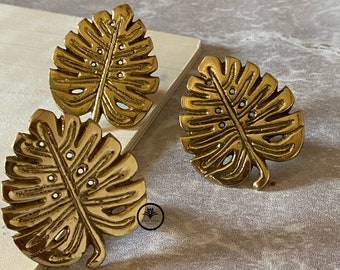 Monstera Brass Knob - Monstera Door Handle - Monstera Drawer - Monstera Pulls