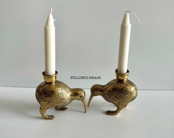 Brass Kiwi Birds Candle Holder - Funny Kiwi Bird Decor - Cute Kiwi Bird Candle Holder - Cute Bird Candle Holder