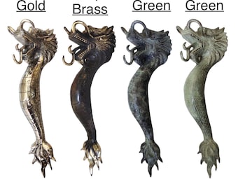 Maniglia per porta in ottone a forma di drago da 13,3" - Maniglia per porta in ottone a forma di drago da 34 cm - Estetica della maniglia per porta a forma di drago - Maniglia a forma di drago unica - Maniglie a forma di drago
