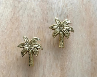 6 Pieces Of Palm Tree Knob - Brass Coconut Tree Cabinet Drawer