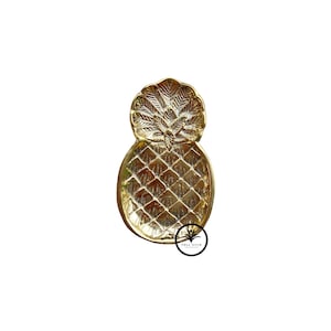 2 Pieces of 6.6” Gold Pineapple Decor Tray - Brass Pineapple Tray