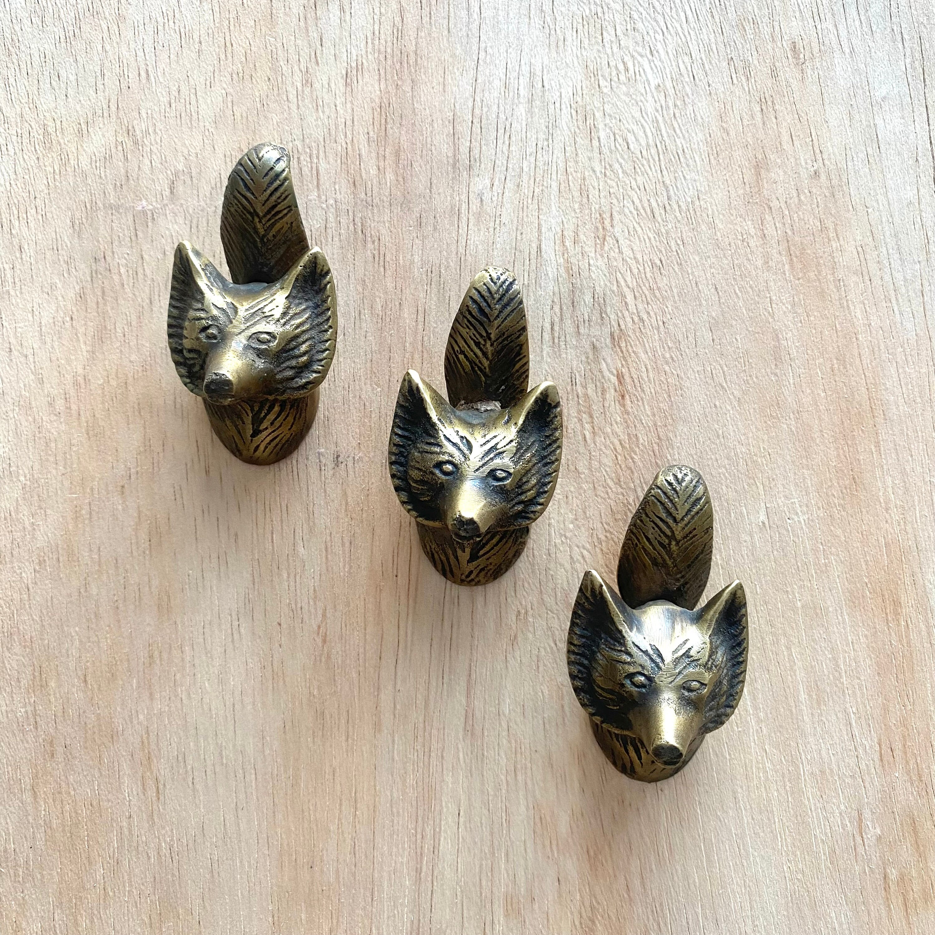 Fox Cupboard 6 Pieces of Cute Fox Cabinet Handle - Brass Fox Drawer - Fox Cabinet ...