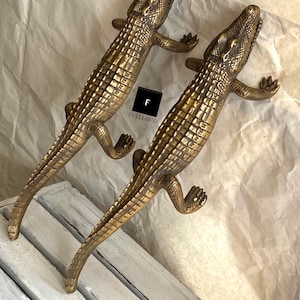 Solid Brass Aligator Handles - Aligator Door Handles - Solid Door Handle - Crocodile Door Handle - Brass Crocodile Handle