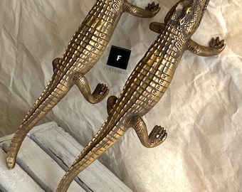 Solid Brass Aligator Handles - Aligator Door Handles - Solid Door Handle - Crocodile Door Handle - Brass Crocodile Handle