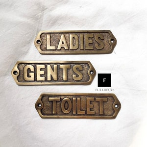 Set of 3 Items Brass Board Toilet / Gents / Ladies Information