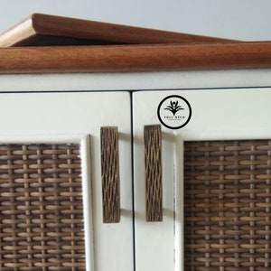 3.9” 6 Pieces Of Wooden Texture Brass Knob - Wooden Brass Knob - Wooden Brass Knob 10cm - Brass Pulls