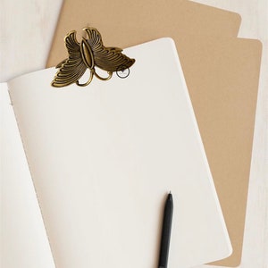 2 Items Butterfly Wall & Paper Clip - Brass Butterfly Clam Paper - Brass Paper Clip - Brass Paper Clam