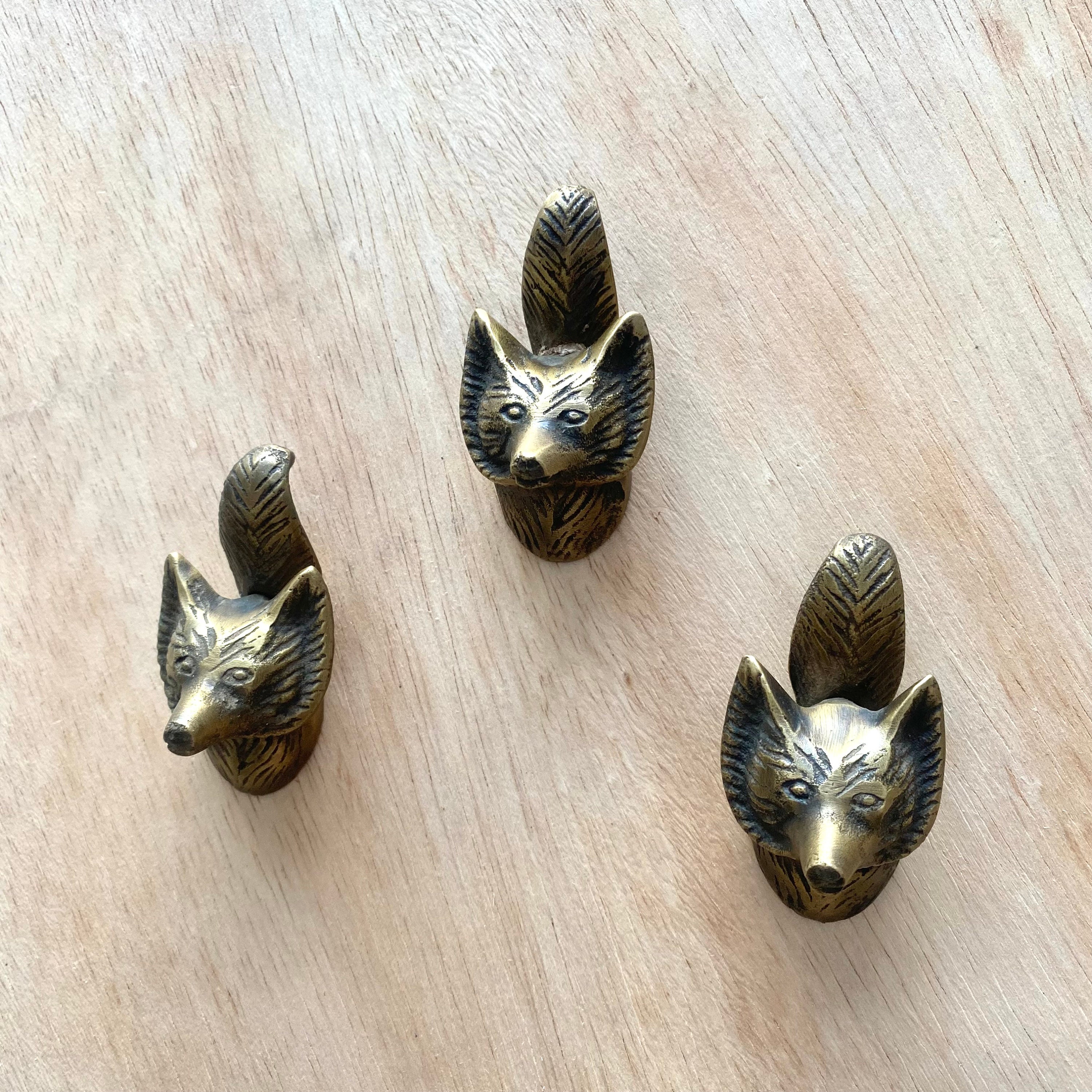 Fox Cupboard 6 Pieces of Cute Fox Cabinet Handle - Brass Fox Drawer - Fox Cabinet ...