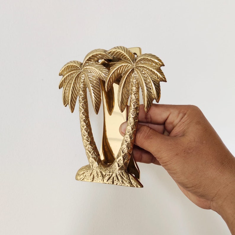 Brass Large Twin Palm Tree Door Knocker Etsy