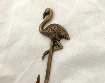 4.7”  Beautiful Brass Flamingo Hook - Flamingo Brass Hook - Flamingo Wall Decor - Flamingo Decor