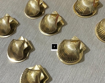 2 pieces of Brass Shell Paper Clip - Brass Vintage Paperclip - Brass Scallop Paperclip - Brass Shell Journal Paperclip