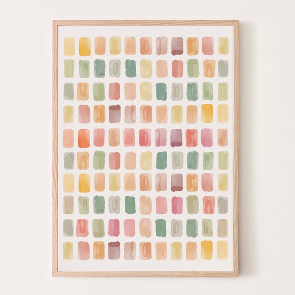 Abstract Printable Wall Art, Watercolor Print, Pastel Colorful Wall Art, Neutral Wall Art, Blush Green Yellow Modern, Minimalist, Wall Art