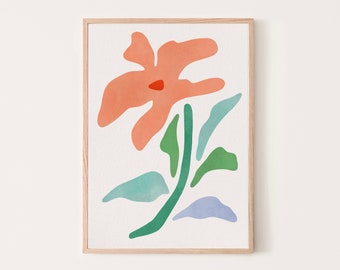 Flower Printable Art, Flower Wall Art, Boho Home Decor, Vase Print, Floral Decor, Bedroom Poster, Floral Print, Modern Print, Illustration