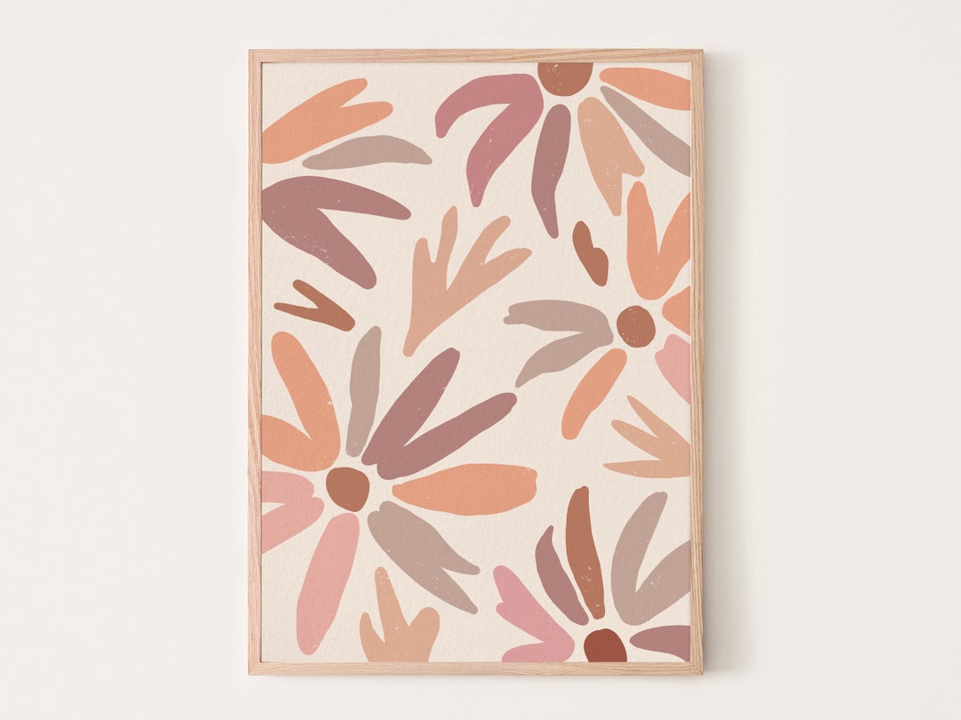Boho Floral Printable Wall Art, Minimalist Wall Art, Floral Wall Decor ...