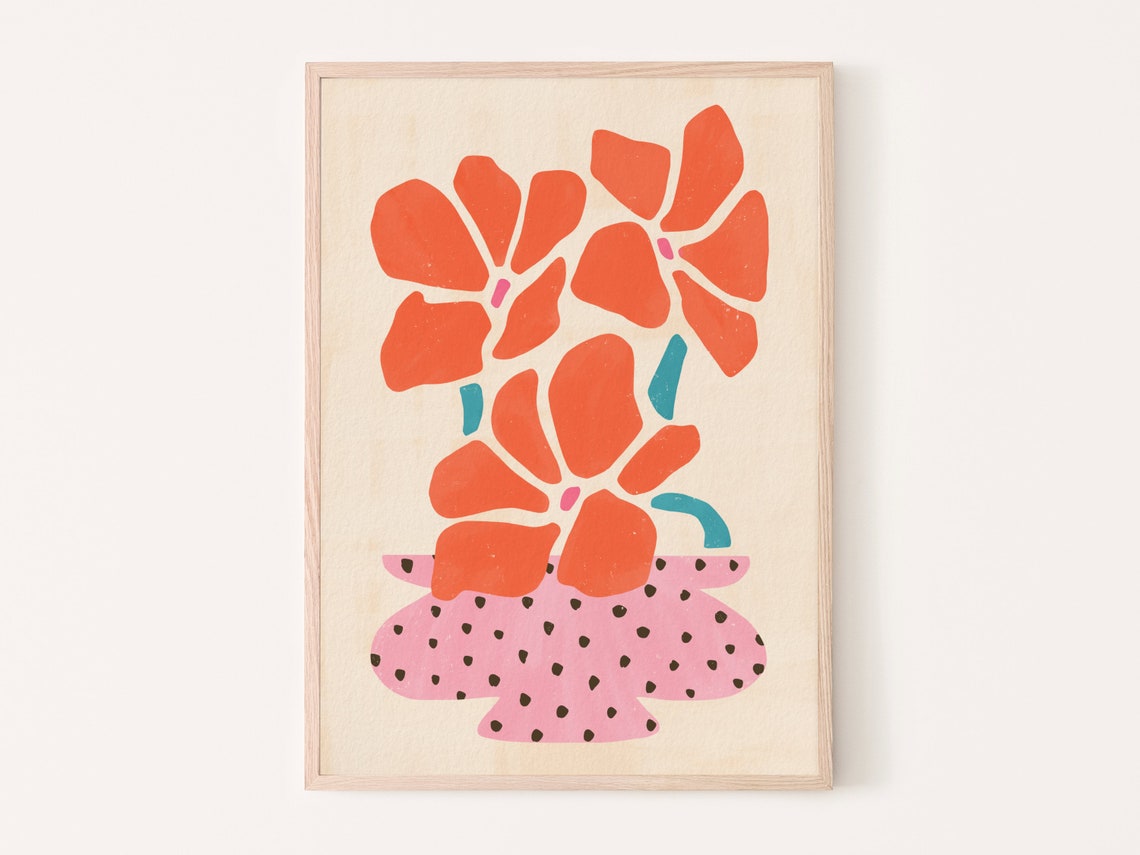 Flower Printable Wall Art, Scandinavian Printable Wall Art, Boho Home