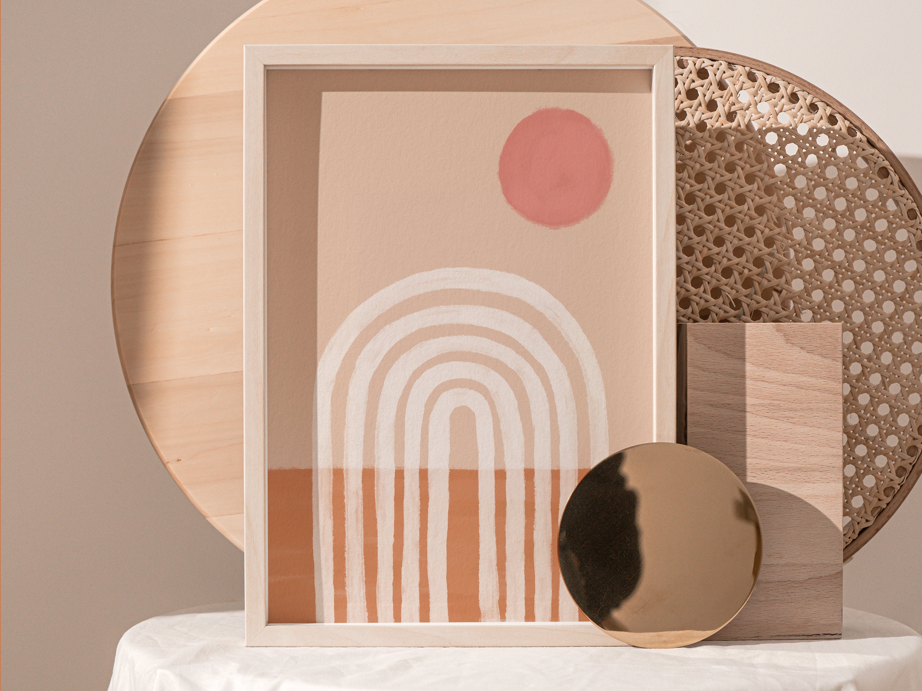 Neutral Rainbow Printable Wall Art Set of 2 Watercolor | Etsy