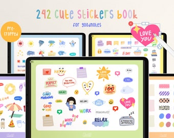 Digital Cute Stickers for GoodNotes - Pre Cropped Days - Sticker Sheets - Digital Stickers Pack - Colorful Pastel Icons - Essential - Daily