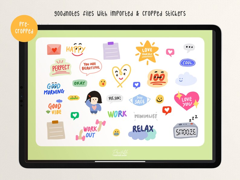 Digital Cute Stickers for Goodnotes - Pre Cropped Days - Sticker Sheets ...