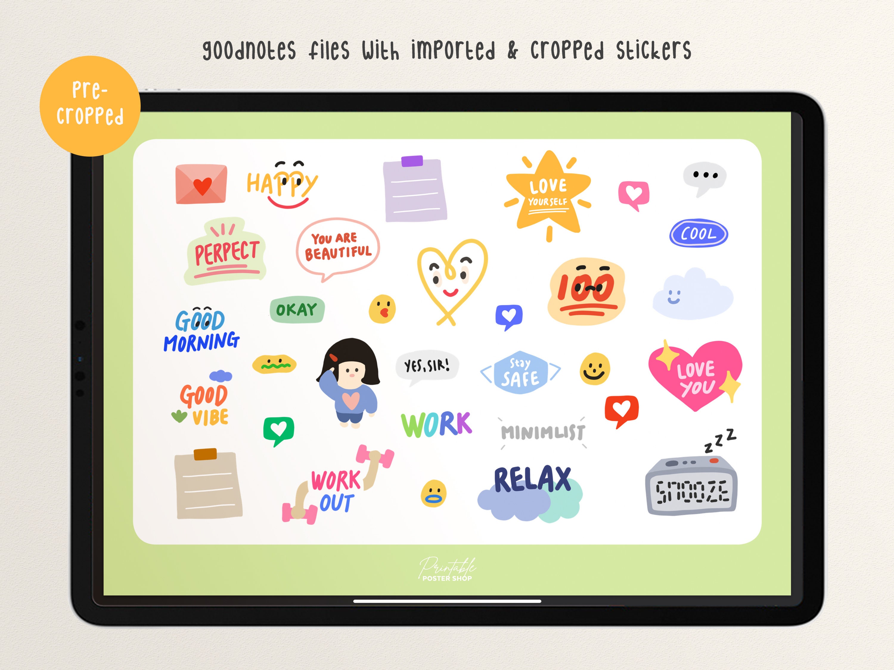 Digital Cute Stickers for GoodNotes Pre Cropped Days Etsy
