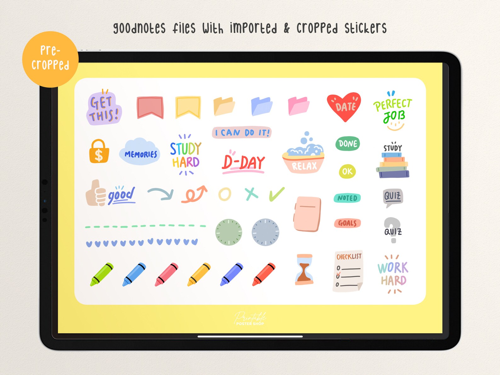 Digital Cute Stickers for Goodnotes Pre Cropped Days Etsy