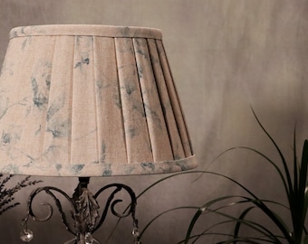 Lampshade faded roses blue, rustic style, pleated