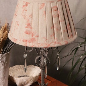 Lampshade faded roses red, rustic style, pleated image 2