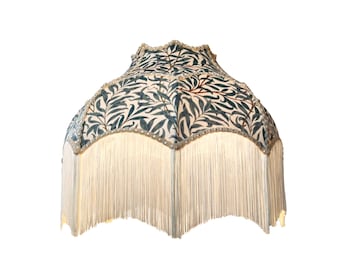 William Morris  lampshade decorated with matching fringe and trim