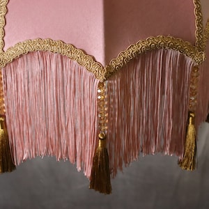 Fringed velvet lampshade, made to order, decorated with tassels and beading image 6