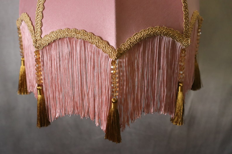Fringed velvet lampshade, made to order, decorated with tassels and beading image 6