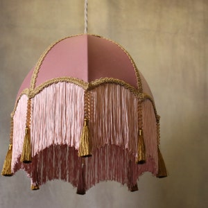 Fringed velvet lampshade, made to order, decorated with tassels and beading image 7