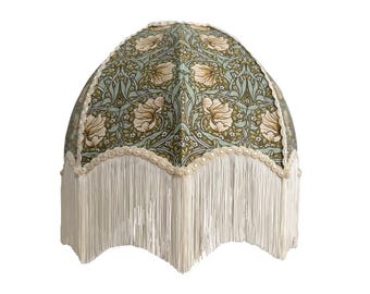 William Morris Pimpernel Lampshade: Handmade Fringed Cotton Shade