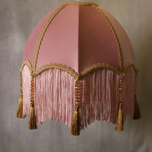 Fringed velvet lampshade, made to order, decorated with tassels and beading image 3