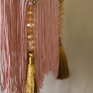 Fringed velvet lampshade, made to order, decorated with tassels and beading image 4