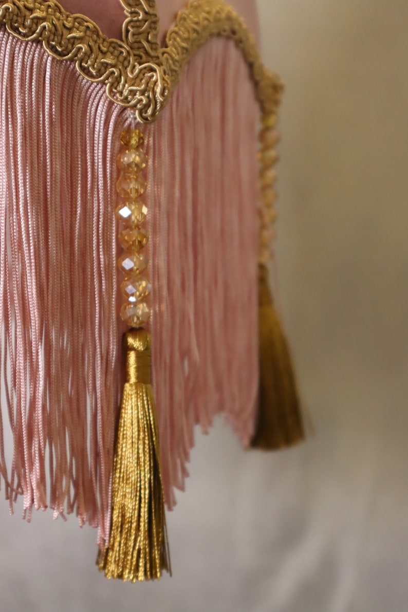 Fringed velvet lampshade, made to order, decorated with tassels and beading image 4