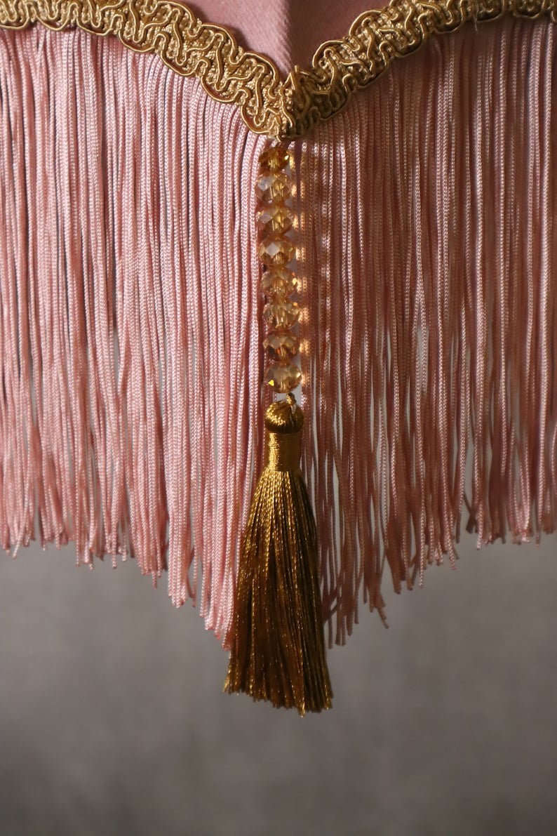 Fringed velvet lampshade, made to order, decorated with tassels and beading image 5