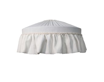 White Handmade Linen Ruffle Lampshade: Rustic Farmhouse Style
