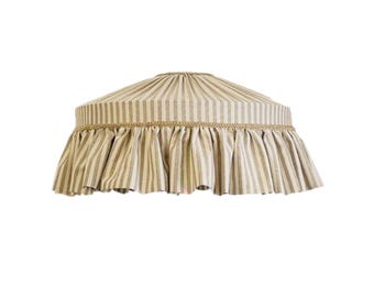 Handmade Beige Striped Lampshade: Rustic Farmhouse Decor