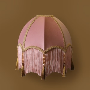 Fringed velvet lampshade, made to order, decorated with tassels and beading image 1