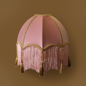 Fringed velvet lampshade, made to order, decorated with tassels and beading image 1