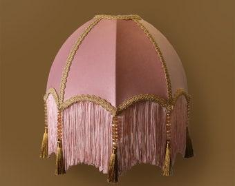 Fringed velvet lampshade, made to order,  decorated with tassels and beading