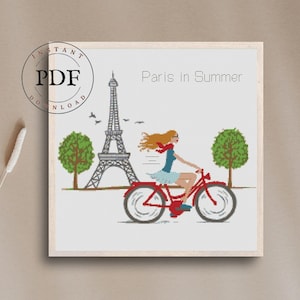 Paris, Cross stitch pattern, Eiffel Tower, Paris cross stitch PDF, Paris cross stitch pattern, Embroidery, Paris embroidery, Modern Xstitch