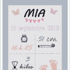 Girl Baby Born Cross Stitch Pattern, Baby Birth Embroidery, Gift Girl ...