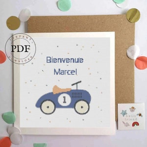 Baby embroidery, Welcome baby, Customizable, Baby painting, Personalized baby boy, Personalized baby embroidery, Cross stitch, PDF.