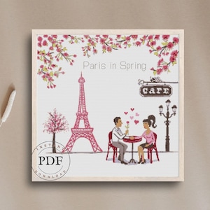 Paris, Cross stitch pattern, Eiffel Tower, Cross stitch Paris PDF, Cross stitch pattern Paris, Embroidery, Paris embroidery, Embroidery PDF.