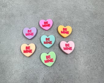 7 fake resin be mine conversation heart cabochons