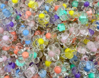 30 acrylic flower beads